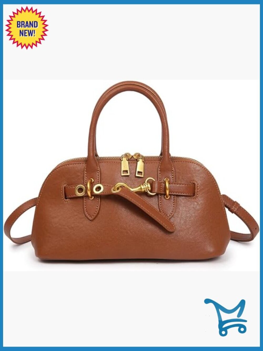 Genuine Leather Satchel Crossbody Bag with Top Handle for Women